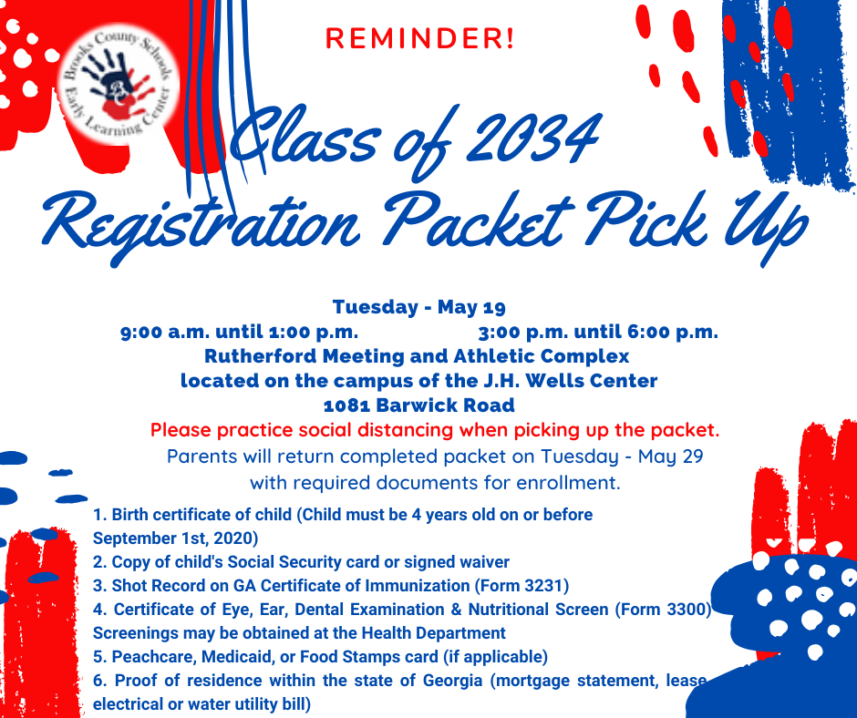 Class of 2034 Packet Pickup Reminder