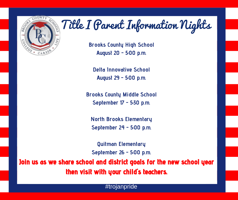 Title I Parent Information Nights