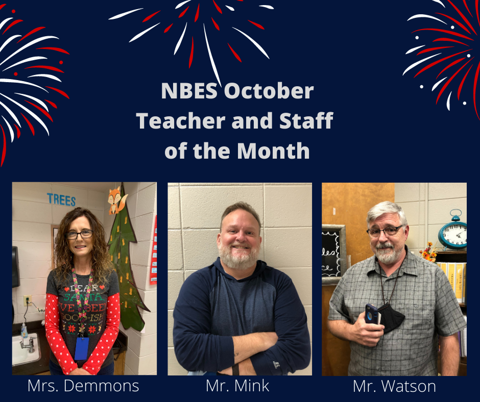 NBES October Teacher and Staff of the Month
