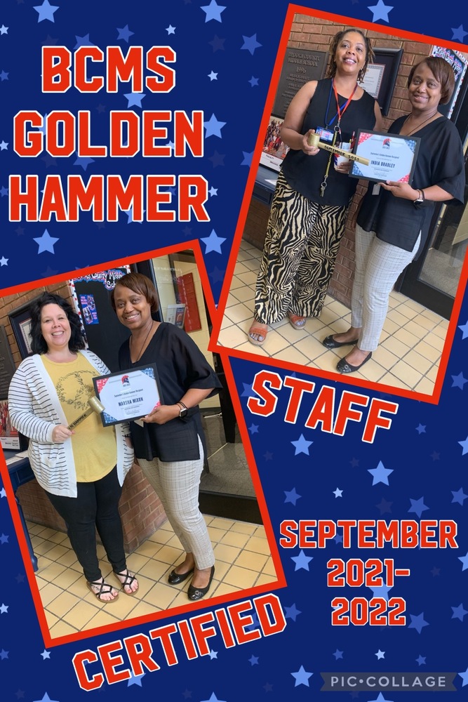 BCMS September Golden Hammer Recipients