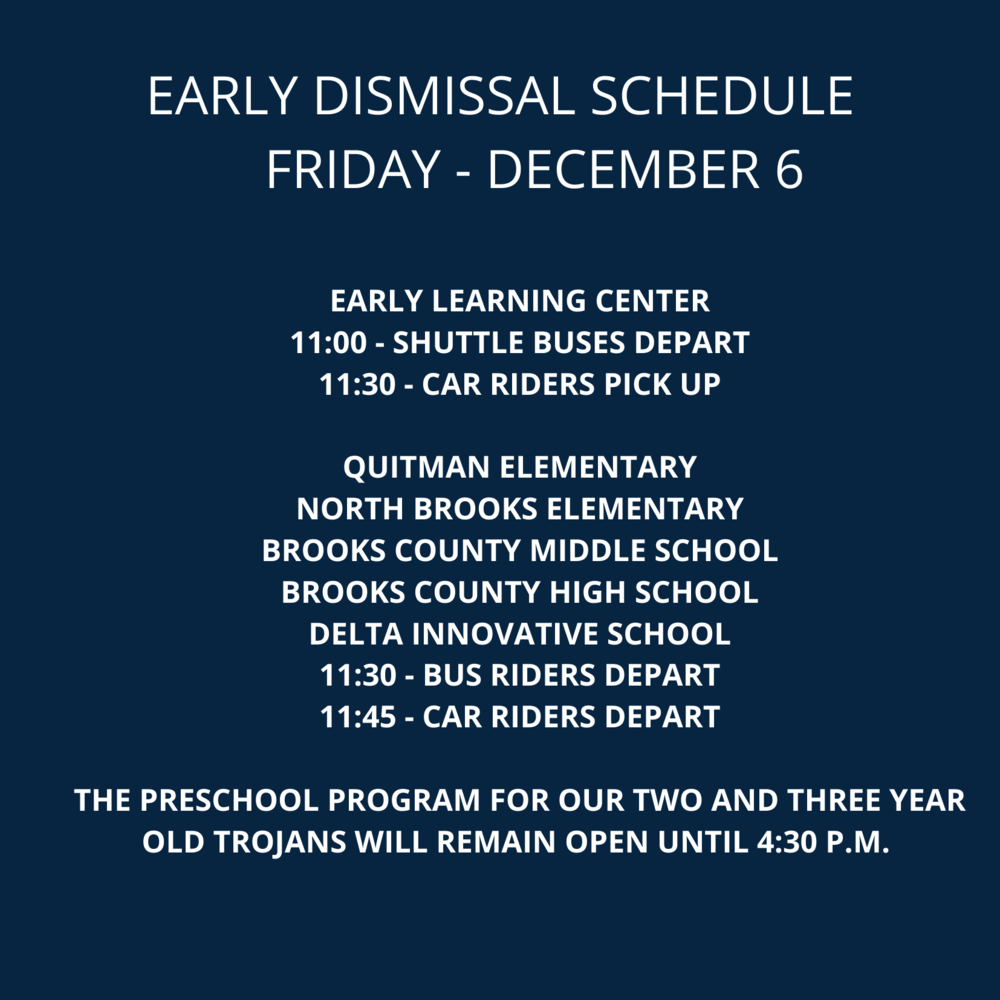 Early Dismissal - Dec 6