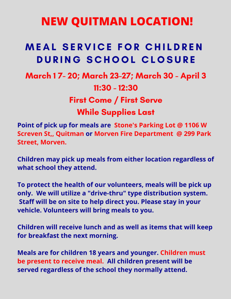 March 23-27 Meal Service Plan