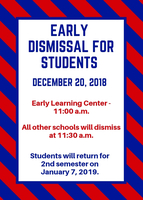Early Dismissal Schedule - Dec. 20