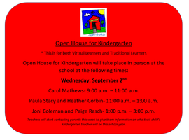 Kindergarten Meet the Teacher