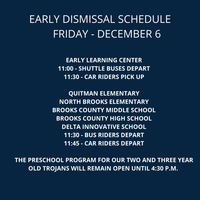 Early Dismissal - Dec 6