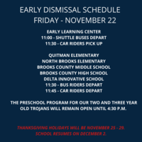 Early Dismissal Schedule - November 22