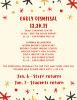Early Dismissal Schedule - December 20